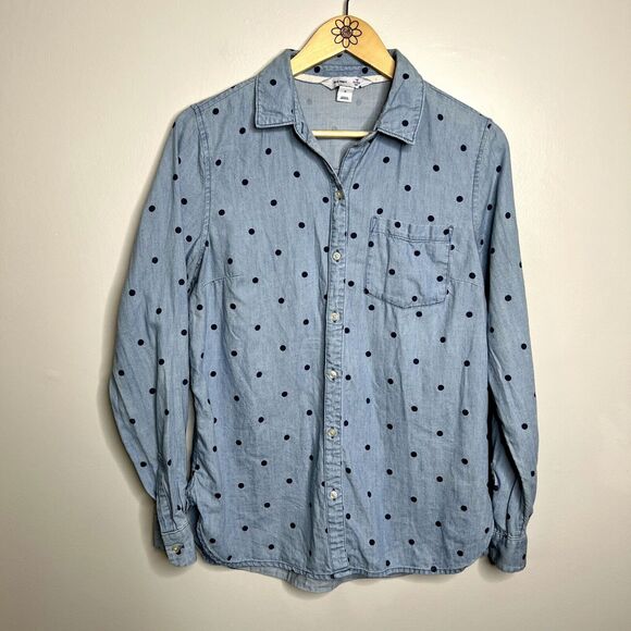 Old Navy Polka Dot Button Down Denim Shirt - Picture 4 of 9
